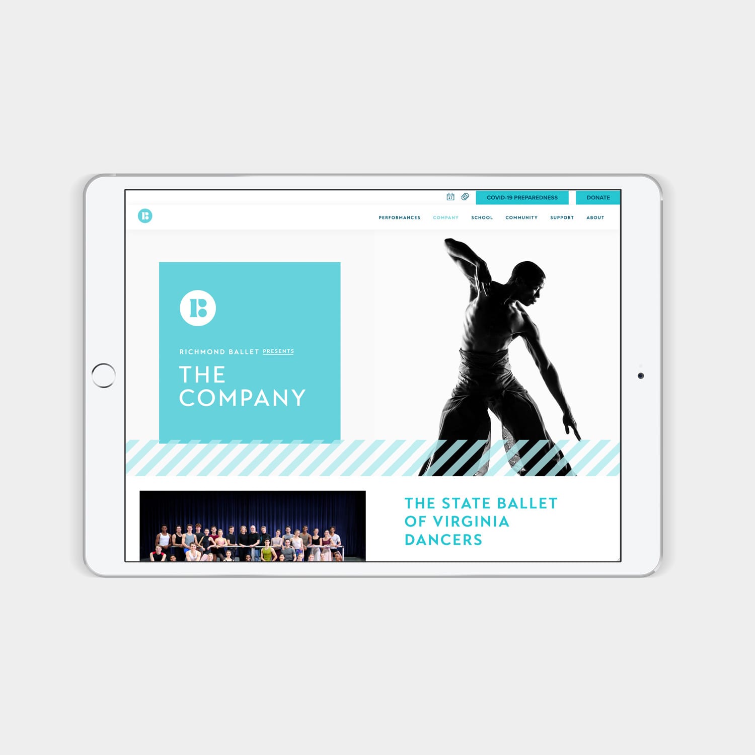 Richmond Ballet website on iPad